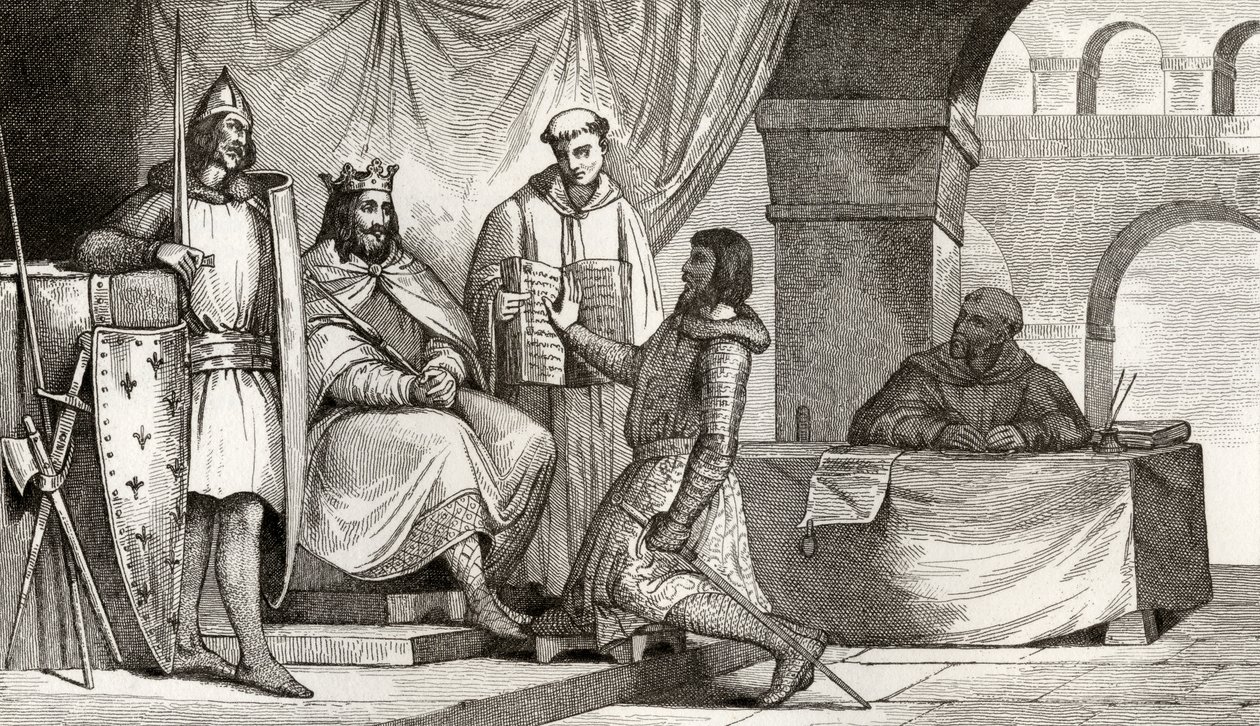 Luis II (848-79) el Tartamudo recibe un juramento de lealtad de un noble, de 