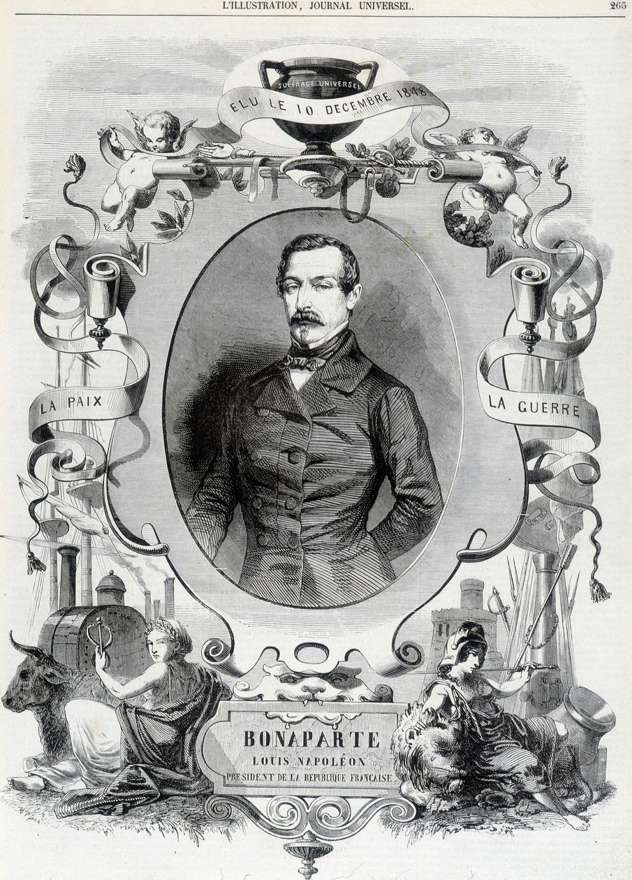 Luis Napoleón Bonaparte (Luis-Napoleón III), Presidente de la República Francesa - Ilustración de French School