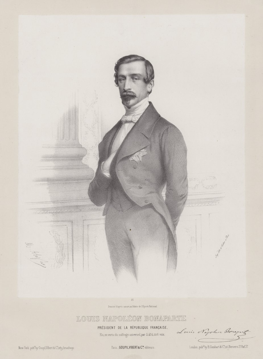 Luis Napoleón Bonaparte, Presidente de la República Francesa, c1848 (litografía) de French School