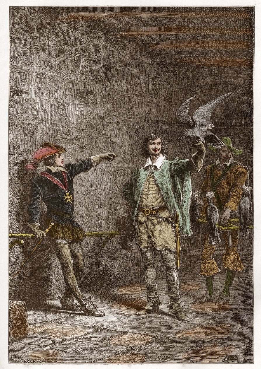Luis XIII (1601-1643), llamado el justo, a los dieciséis años, y su favorito Charles d