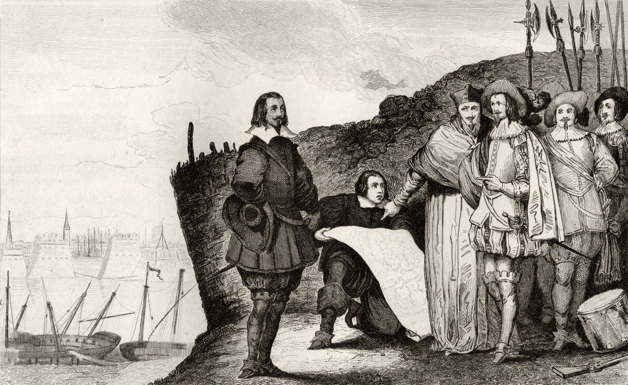 Luis XIII (1602-43) en el sitio de La Rochelle en octubre de 1628, de 
