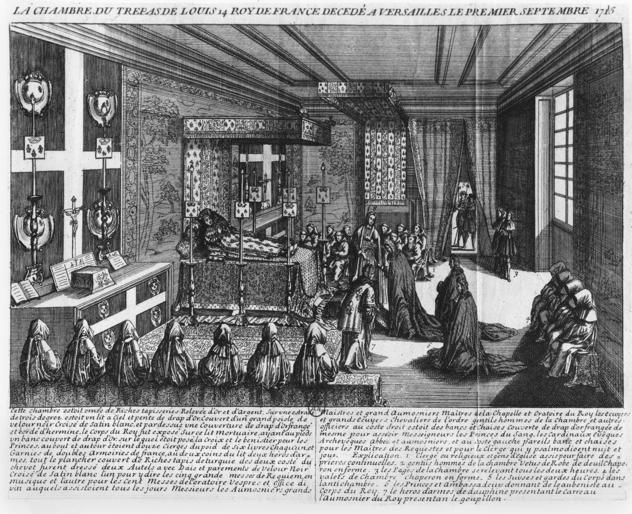 Luis XIV (1638-1715) en su lecho de muerte en Versalles, 1 de septiembre de 1715 de French School