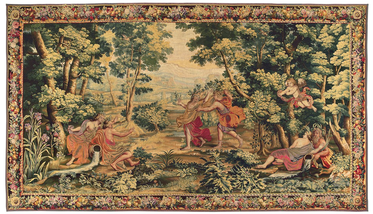Tapiz mitológico de Luis XIV, Gobelins o Beauvais, finales del siglo XVII de French School