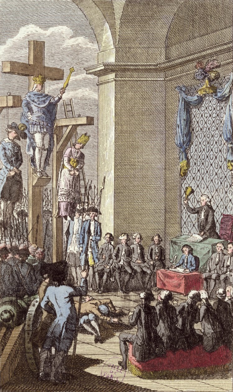 Luis XVI (1754-93) en su juicio, crucificado entre la nobleza y el clero, c.1792 de French School