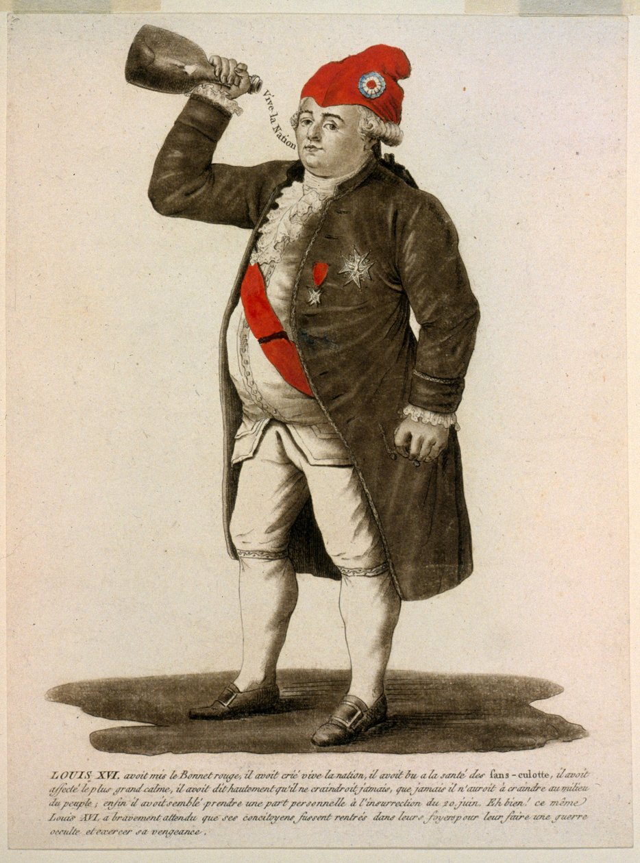 Luis XVI con el gorro rojo, gritando 