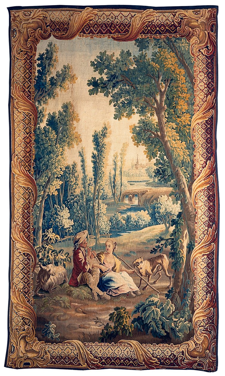 Tapiz pastoral de Aubusson de Luis XV de French School