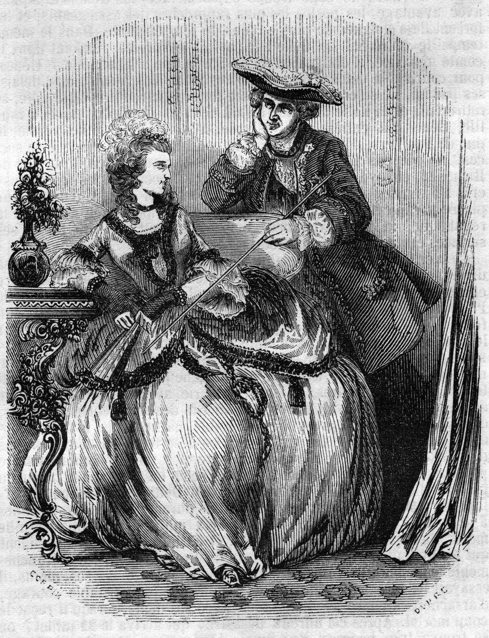 Luis XV y Madame de Pompadour, Jeanne Antoinette Poisson (1721-1764) (Marquesa de Pompadour) - en "Historia de Francia" por L.-P. Anquetil de French School
