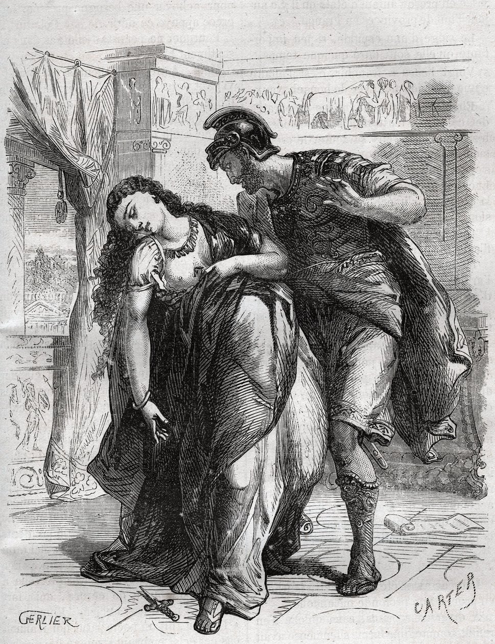 La muerte de Lucrecia: Lucrecia (Lucrezia, Lucretia, dama romana del siglo VI a.C.) fue víctima de violencia por su primo Sexto Tarquinio, el hijo de Tarquinio el Soberbio. Se suicidó frente a su esposo, Lucio Tarquinio Colatino, conocido como Ta de French School