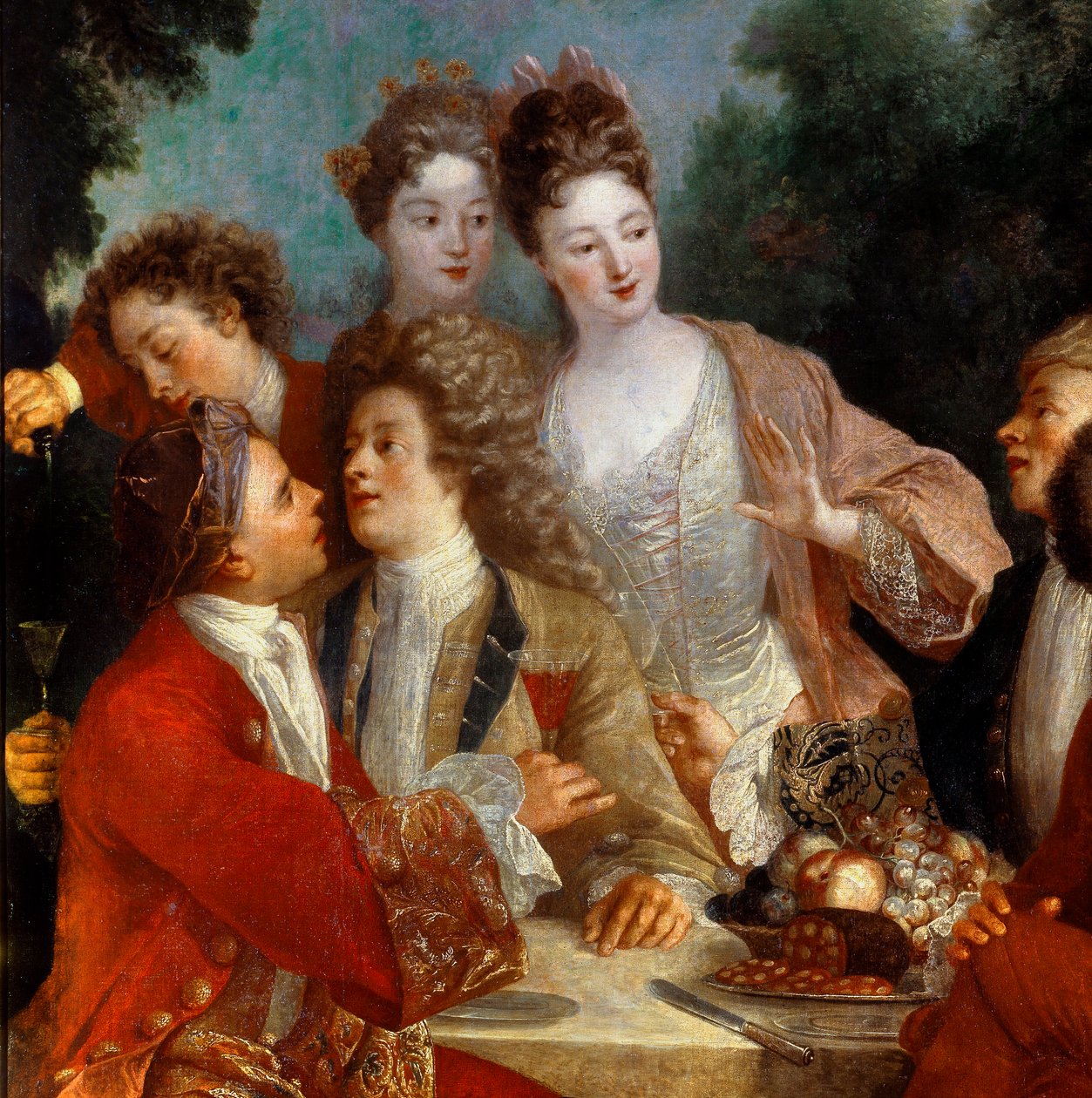 Almuerzo en el Parque Des nobles en un banquete campestre. (detalle) de French School