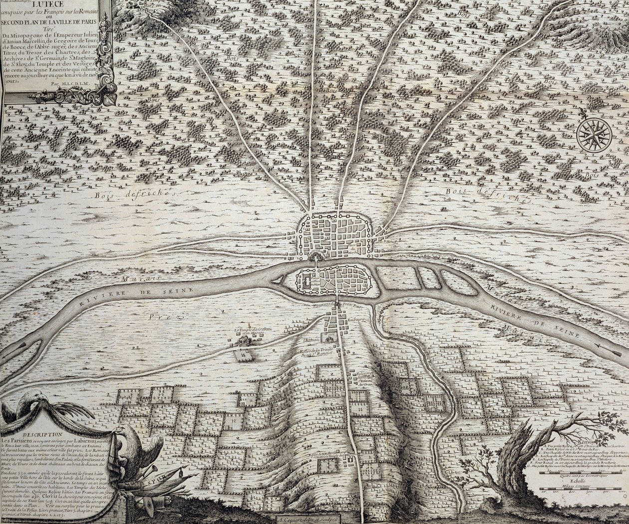 Lutetia o el segundo plano de París en los siglos IV y V d.C., 1722 de French School