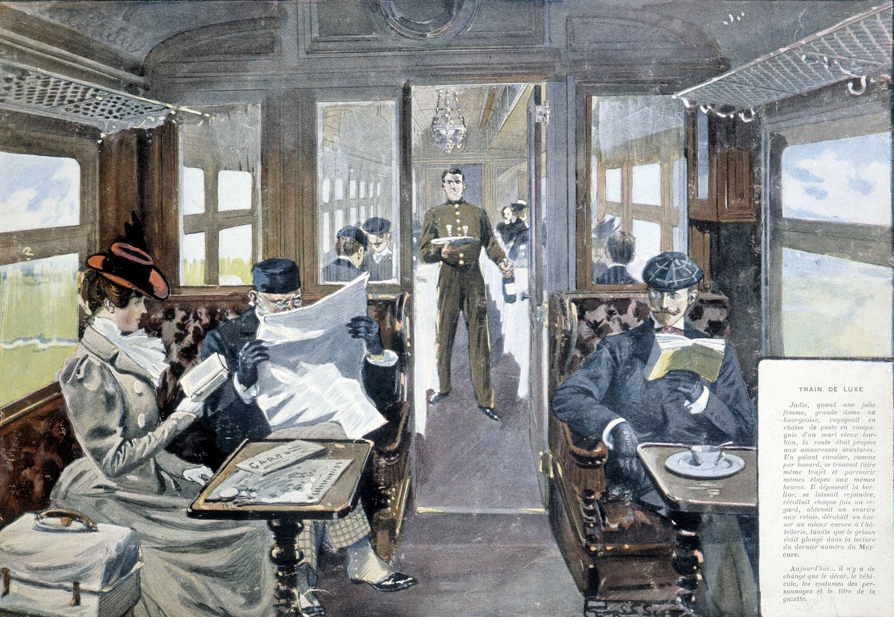 Vagón restaurante de tren de lujo, finales del siglo XIX de French School