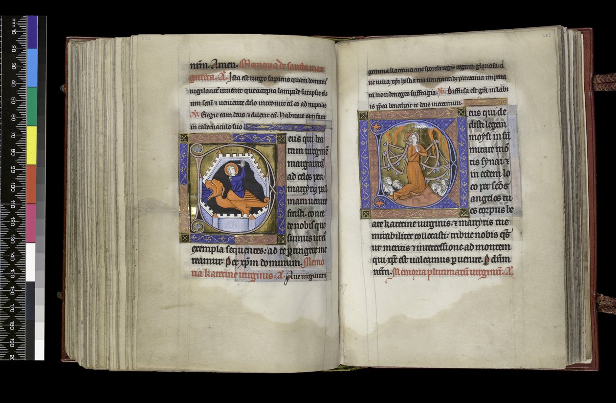 Sufragio a Santa Margarita y Sufragio a Santa Catalina, del Salterio y Horas de Isabel de Francia, París, c.1265-70 de French School