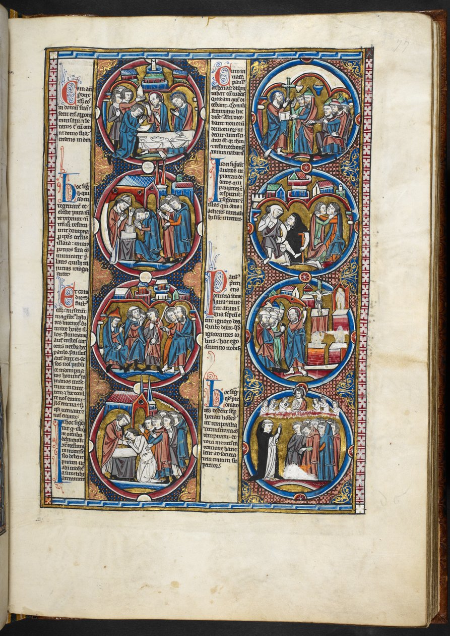 MS. Harley 1527, f.77r, miniaturas de la Bible moralisée (vitela) de French School