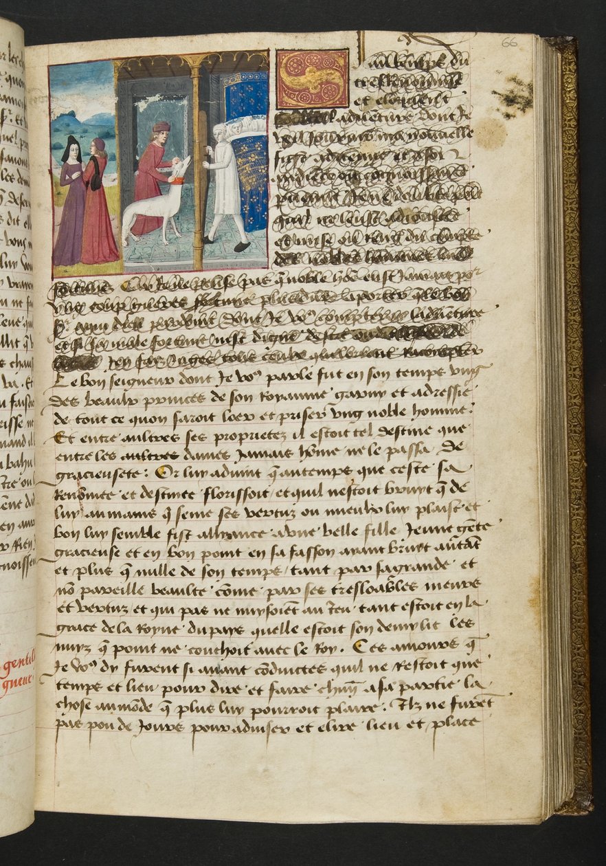 MS Hunter 252 066r Página de Cent Nouvelles Nouvelles, c.1461-62 de French School