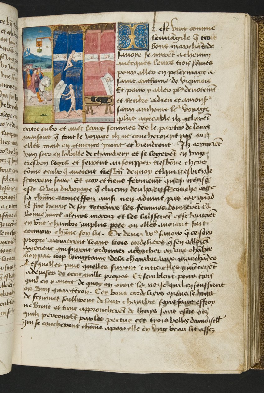 MS Hunter 252 070r Página de Cent Nouvelles Nouvelles, c.1461-62 de French School
