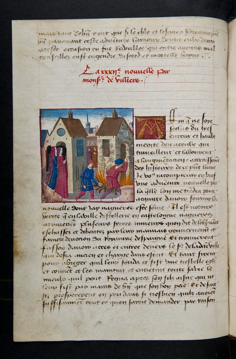 MS Hunter 252 075v Página de Cent Nouvelles Nouvelles, c.1461-62 de French School