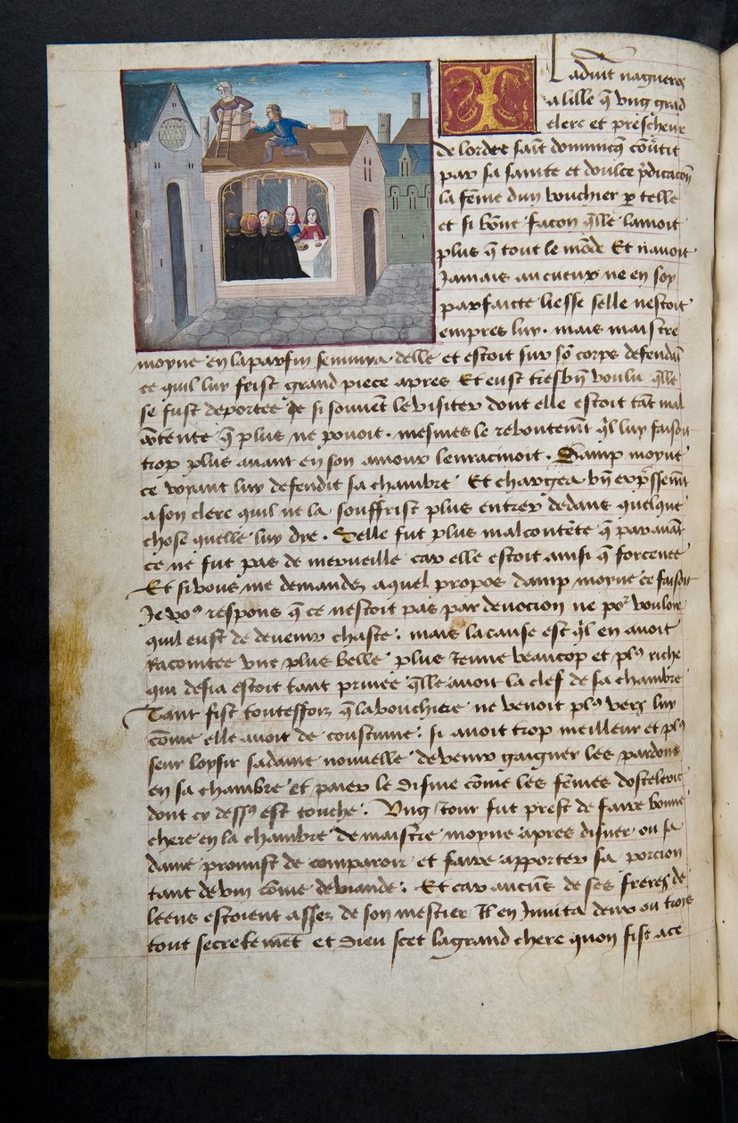 MS Hunter 252 097v Página de Cent Nouvelles Nouvelles, c.1461-62 de French School