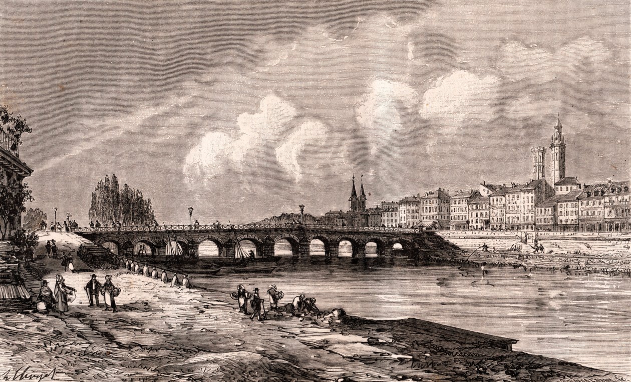 Macon - Borgoña-Franco Condado - grabado en “La France illustree: geografía, historia, administración estadística” de V.A. Malt-Brown. 1884 de French School