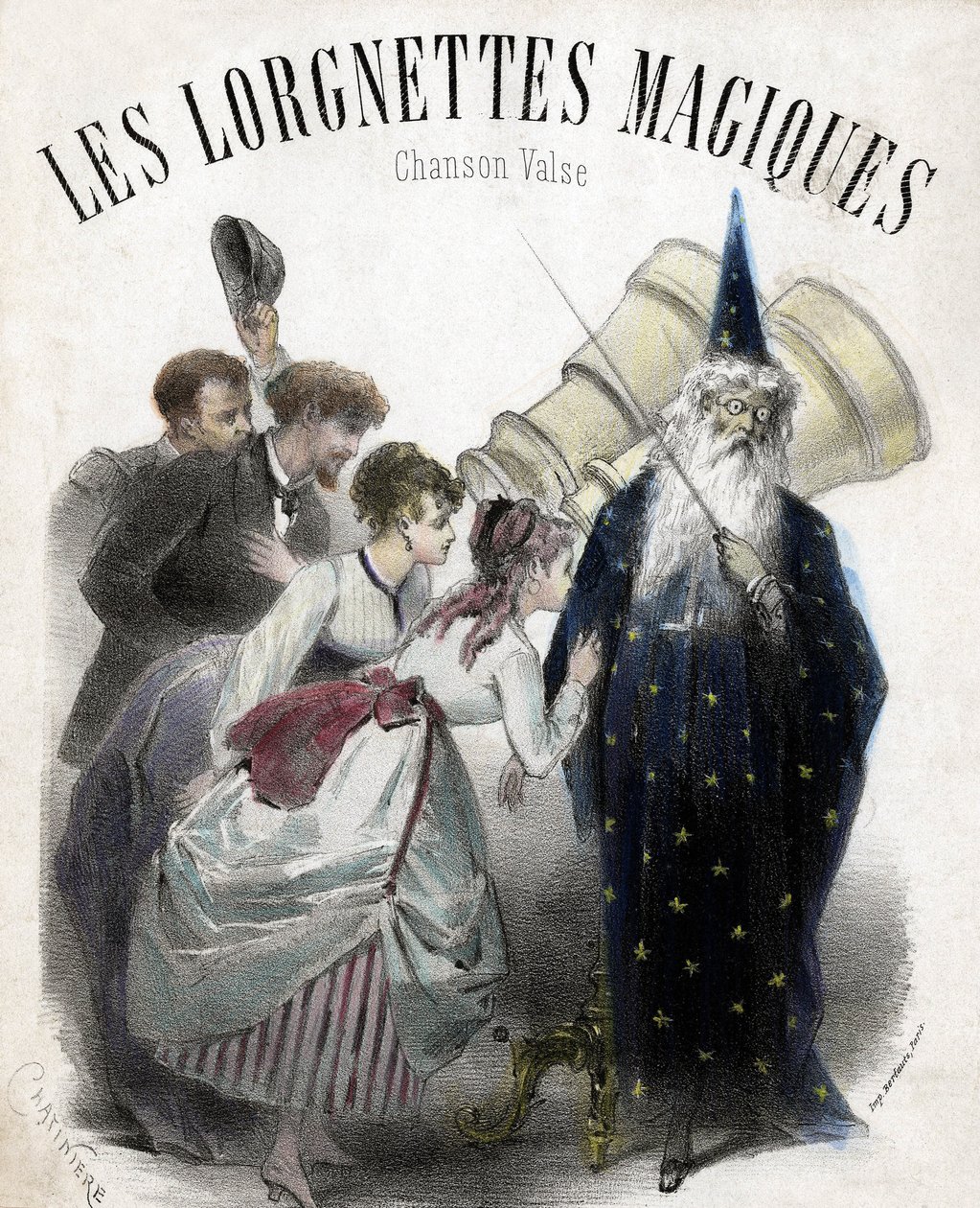 Lorgnettes mágicas, canción para vals popular. Litografía de French School
