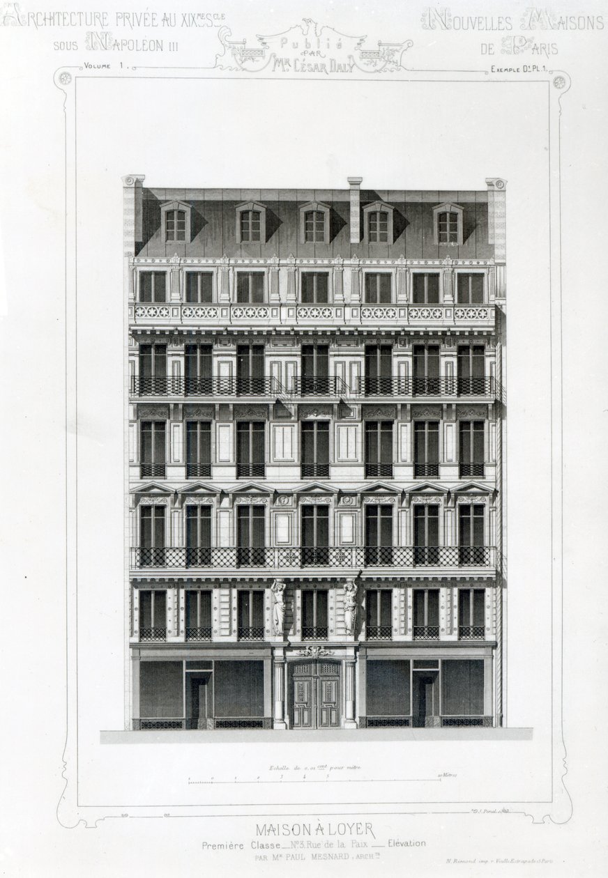 Maison A Loyer, No 3 Rue de la Paix, París; Architecture Privee au C19th de French School