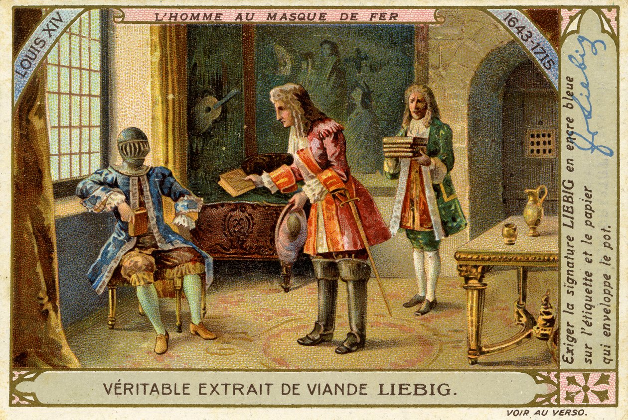 El hombre de la máscara de hierro, Reinado de Luis XIV, Tarjeta Liebig de French School