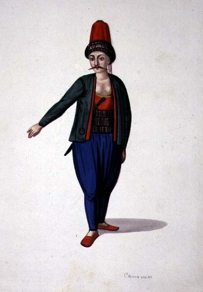 Hombre con un puñal, período otomano, tercer cuarto del siglo XVIII de French School