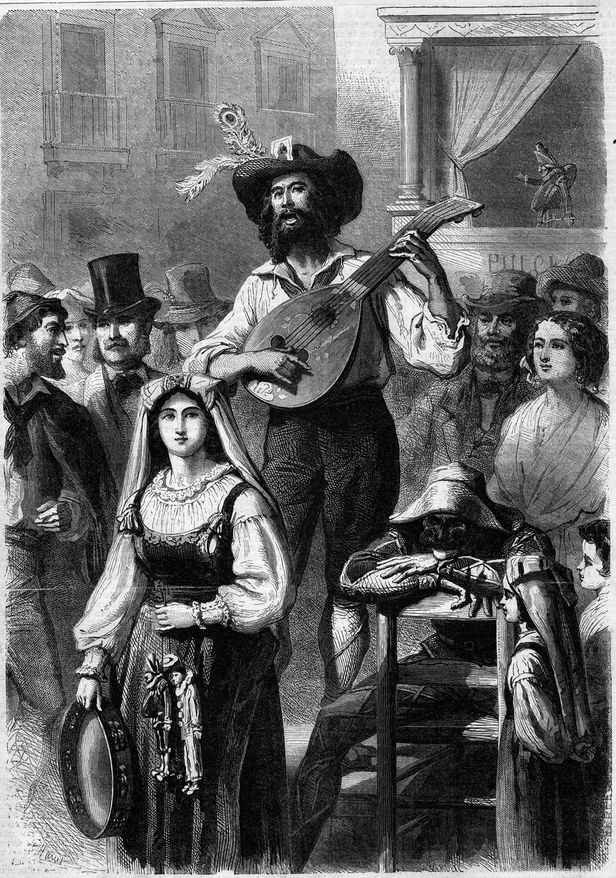 Tocador de mandolina en una calle de Italia de French School