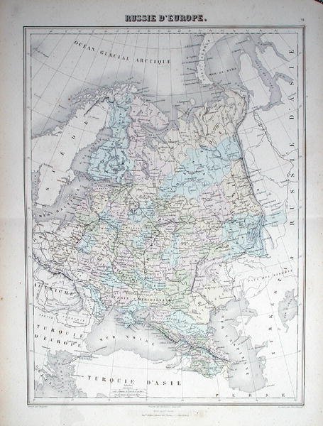 Mapa que representa la Rusia europea, c.1840 de French School