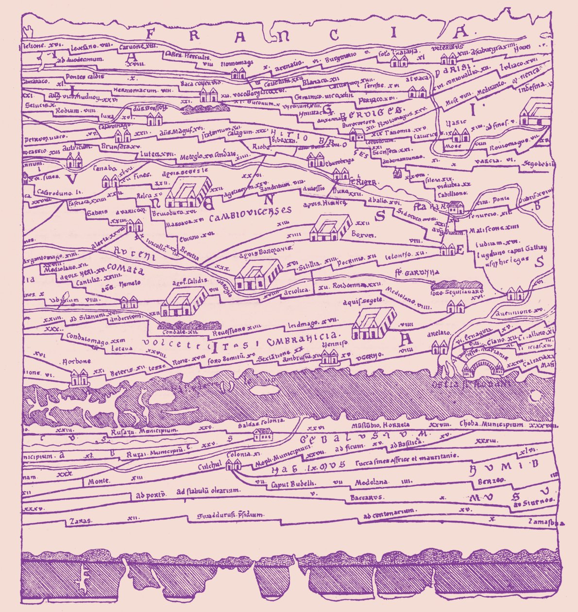 Mapa de la Galia - fragmento de French School