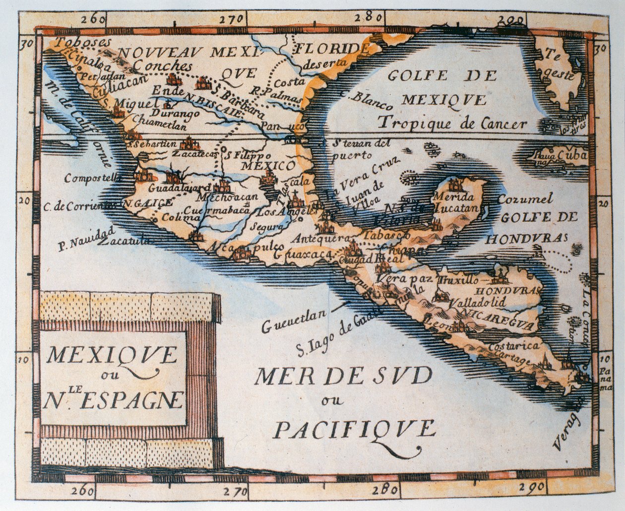Mapa de México o Nueva España, 1625 de French School