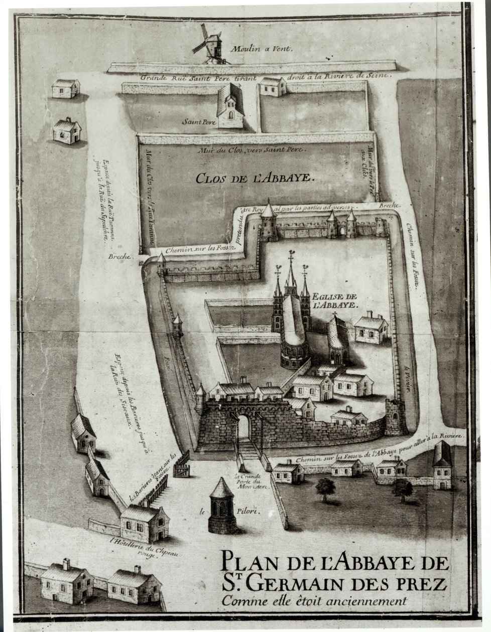 Mapa de la Abadía de Saint-Germain-des-Prés, 1713 de French School