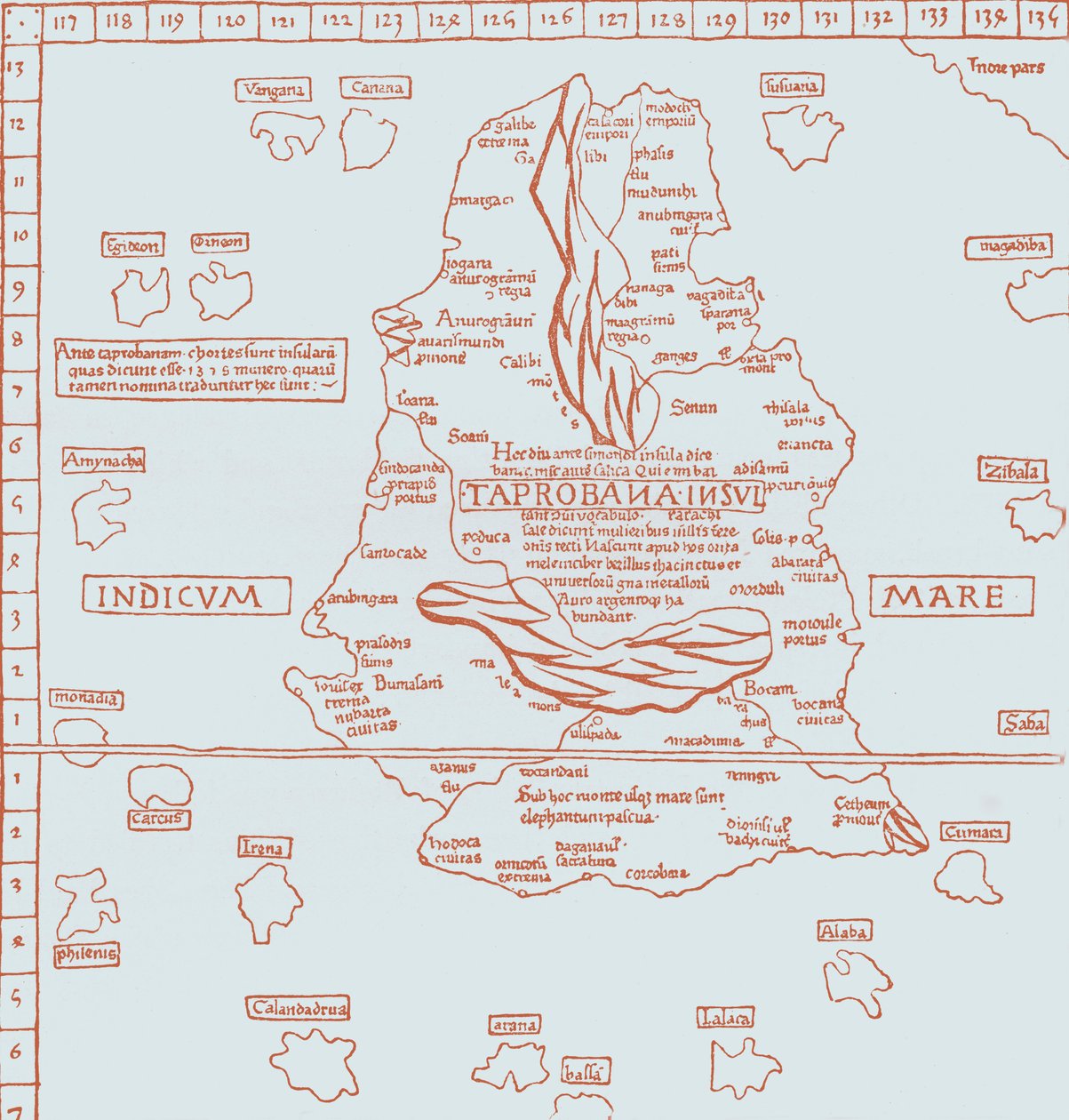 Mapa de la isla de Taprobana de French School