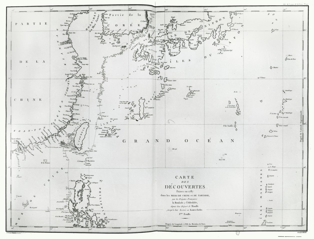 Mapa del Mar de China Meridional, del itinerario de La Perouse de French School