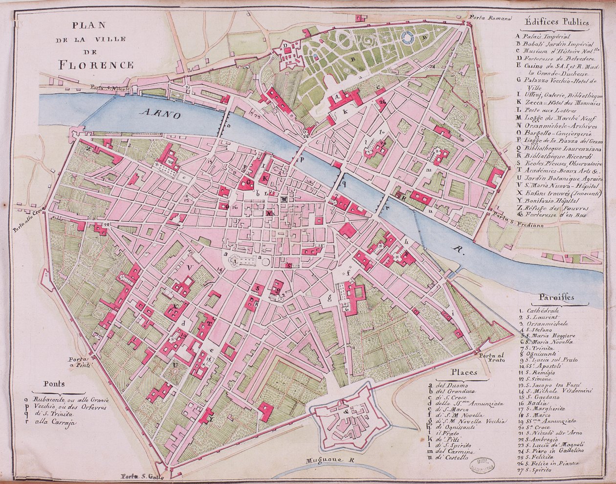Mapa de la ciudad de Florencia de French School