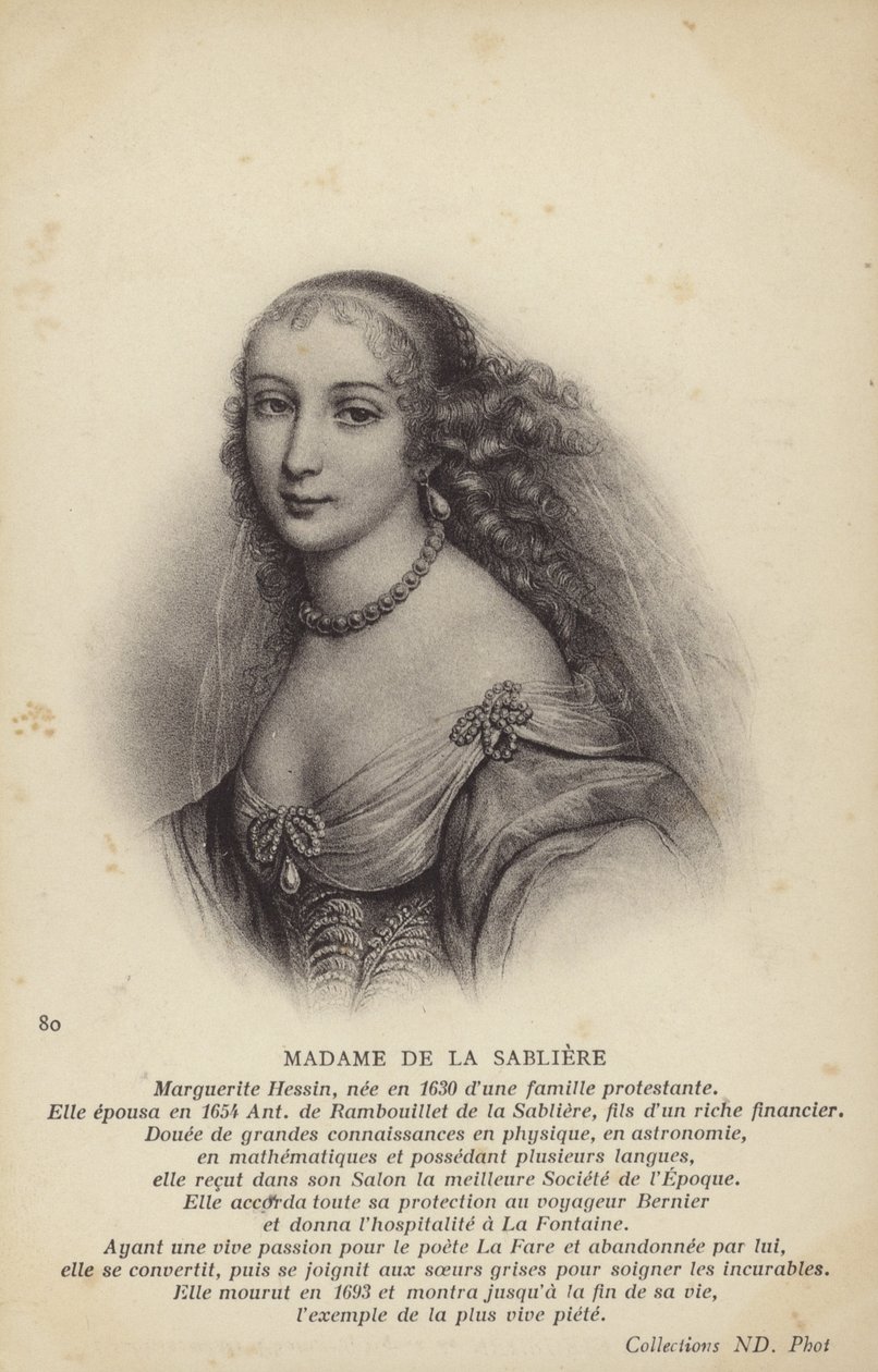 Marguerite de la Sabliere (c1640-1693), salonista francesa (litografía) de French School