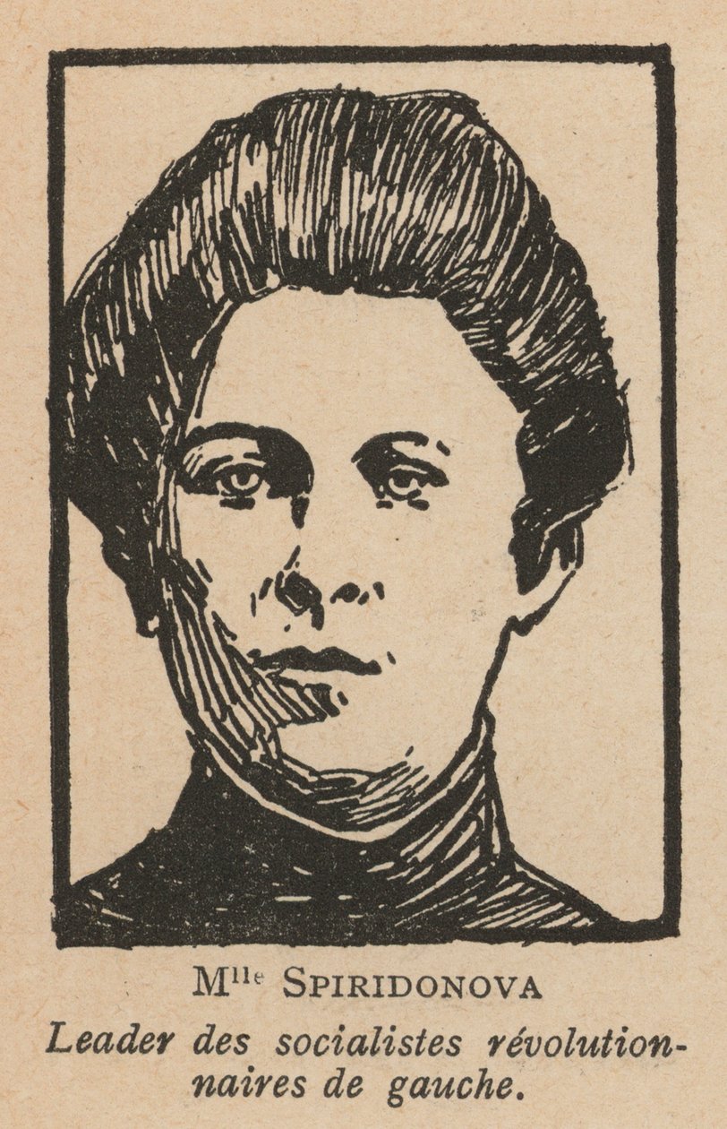 Maria Spridonova, revolucionaria rusa y dirigente del Partido de los Socialistas-Revolucionarios de Izquierda (litografía) de French School