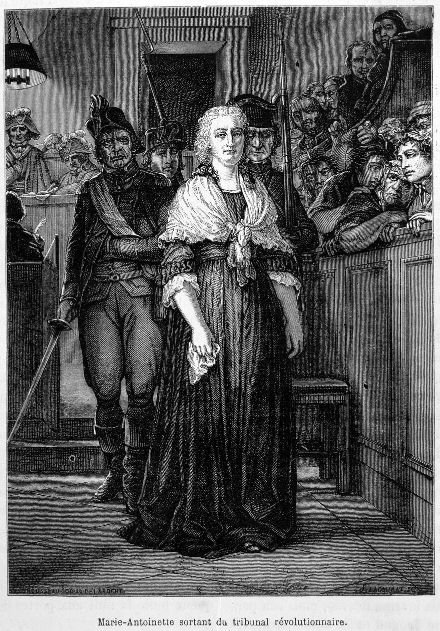 María Antonieta saliendo del tribunal revolucionario - grabado - en "L
