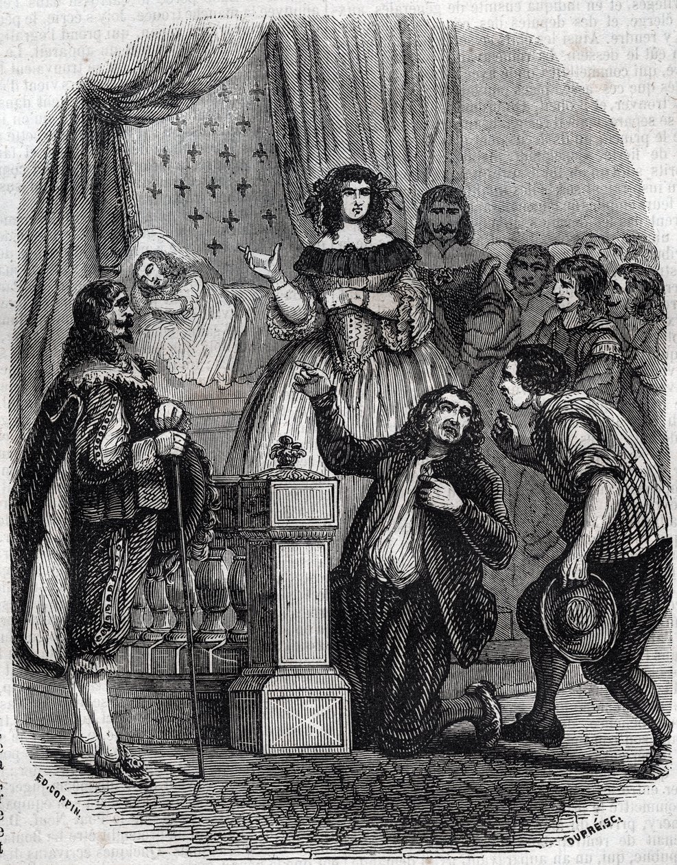 María de Médicis (1573-1642), reina de Francia y regente del reino para su hijo, durmiendo en la cama - María de Médicis, segunda esposa del rey Enrique IV de Francia, de la Casa de Borbón, regente para su hijo, la regente mostrando a su hijo, Luis XIII de de French School