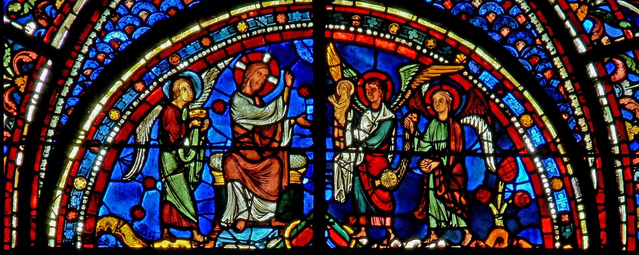 La ventana de María Magdalena: Cristo bendice el alma de María Magdalena de French School