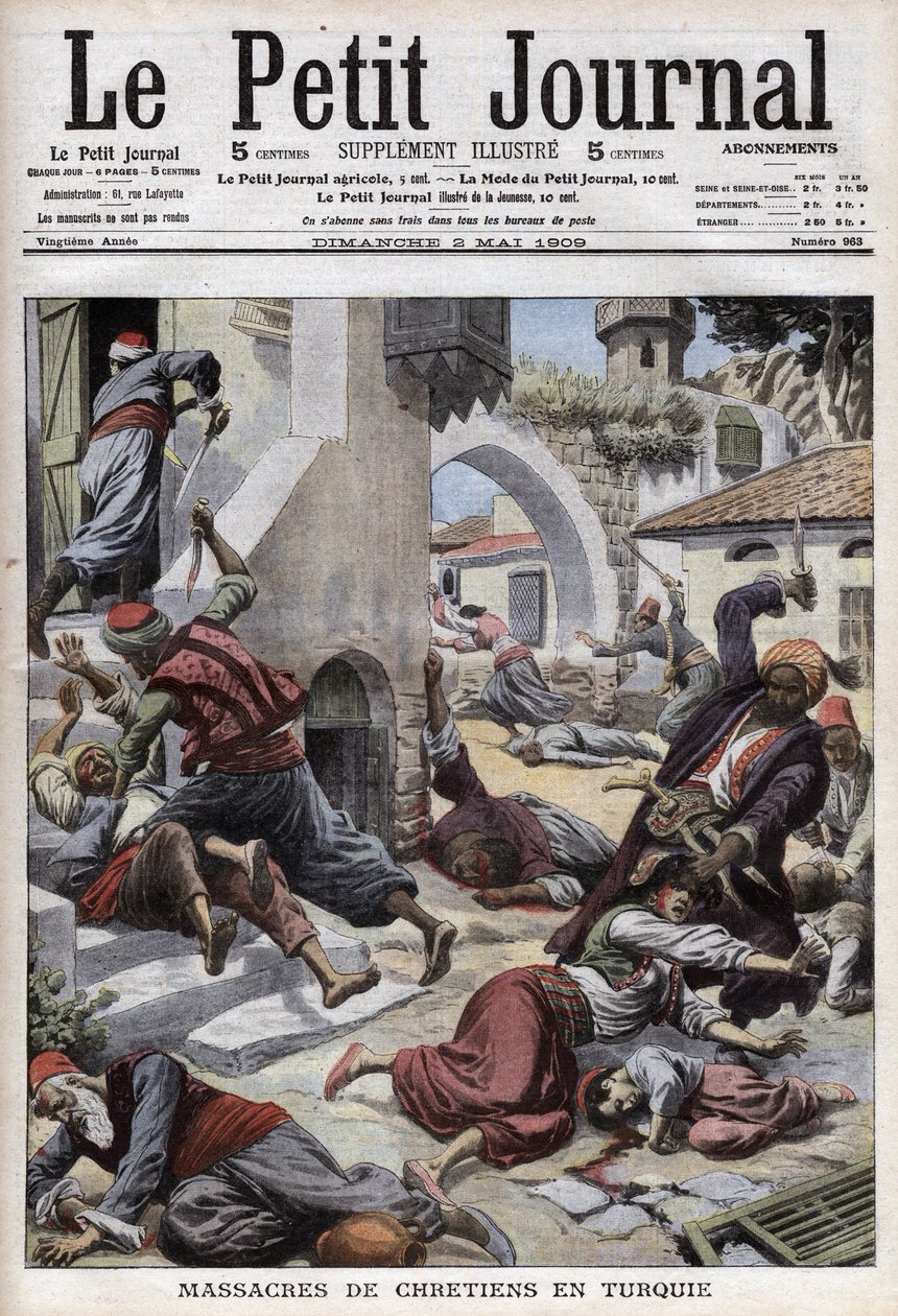Masacre de cristianos en Turquía: masacre de 30,000 armenios en la ciudad de Adana (Cilicia) (1 de abril) de French School
