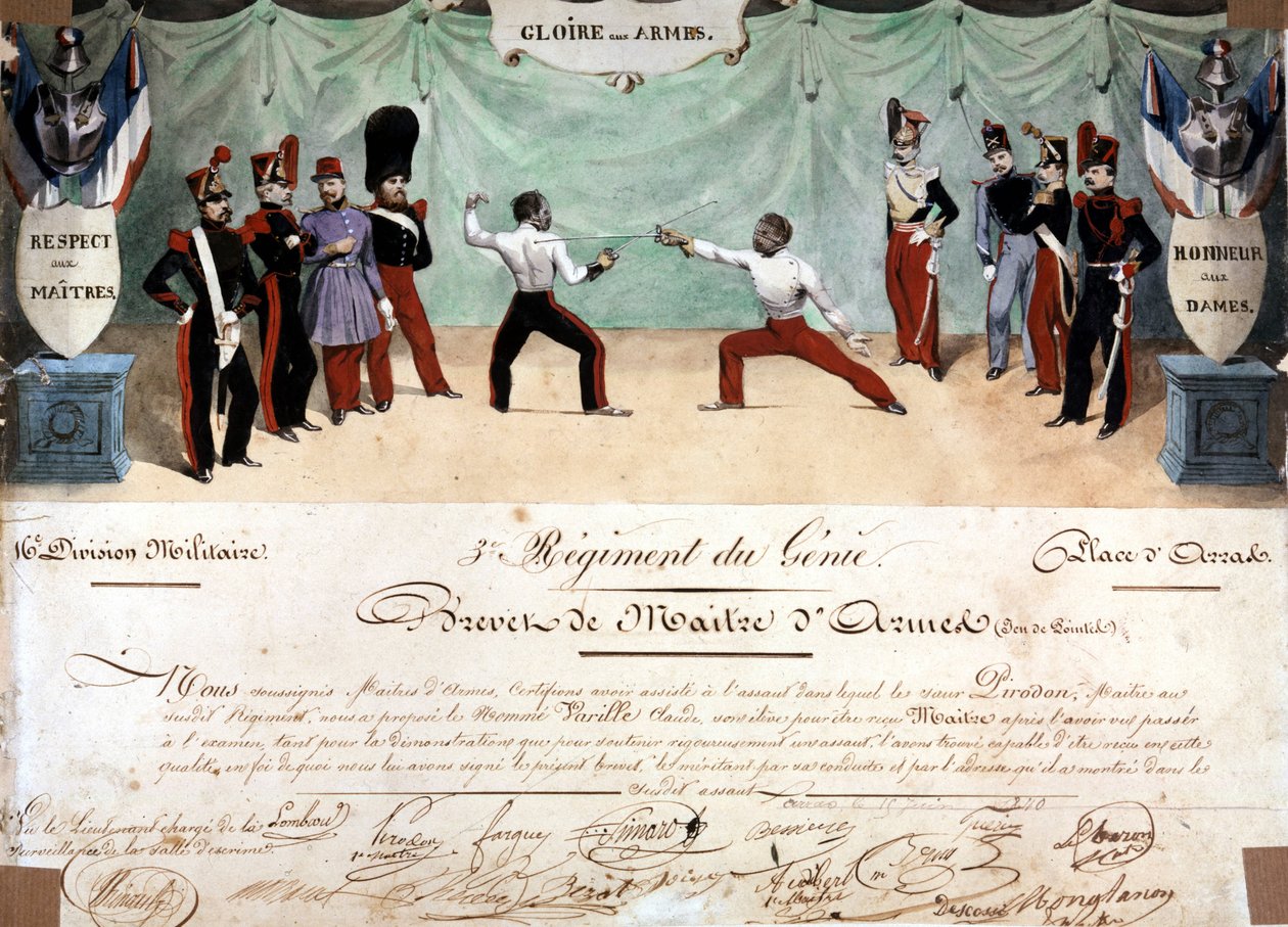 Certificado de Maestro de Armas, 3er Regimiento de Ingeniería de French School