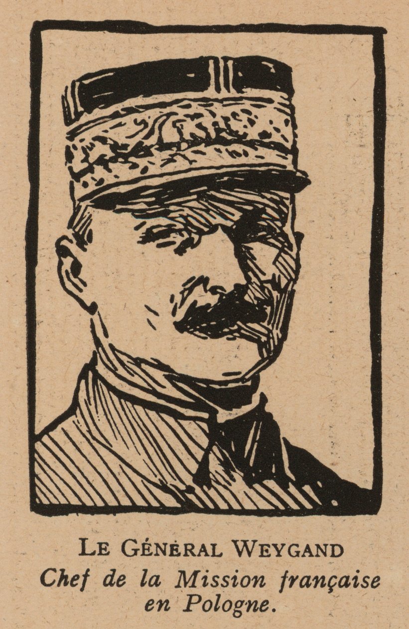 Maxime Weygand, general francés y miembro de la Misión Interaliada enviada para apoyar a la Segunda República Polaca durante la guerra polaco-soviética de 1920 (litografía) de French School