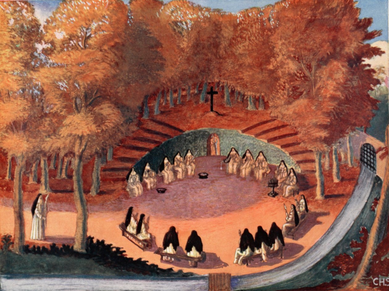 Meditación de los Solitarios de Port-Royal, ilustración de Histoire de la Nation Francaise, por Gabriel Hanotaux (1853-1944), 1924 de French School