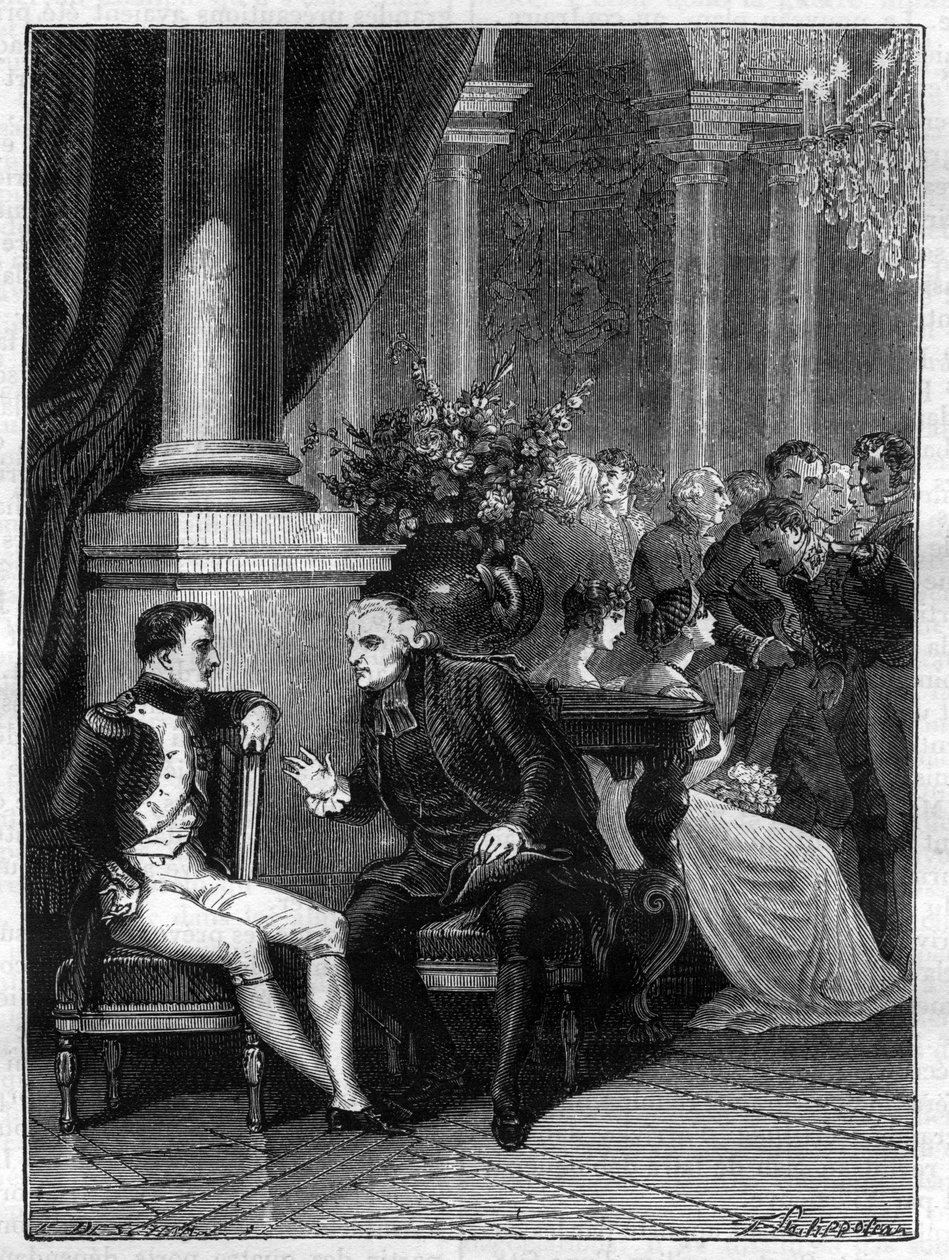 Reunión en Génova en Italia de Napoleón I con el Cardenal Jean Siffrein Maury (1746-1817) 1805 - en “Histoire de l