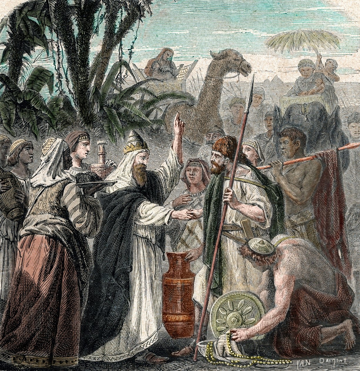 Encuentro de Abraham y Melquisedec (grabado) de French School