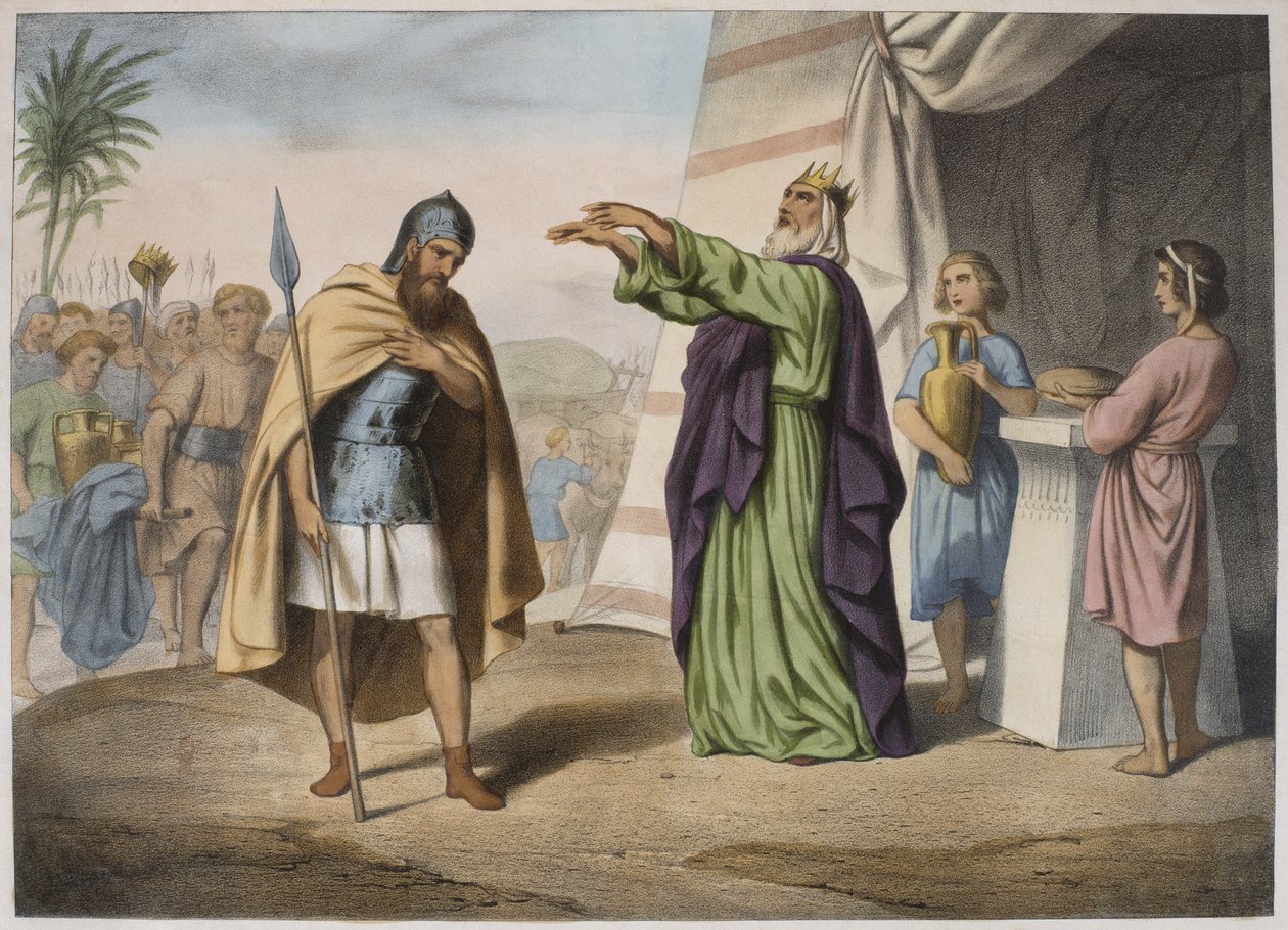Melquisedec bendiciendo a Abraham, ilustración de un catecismo L