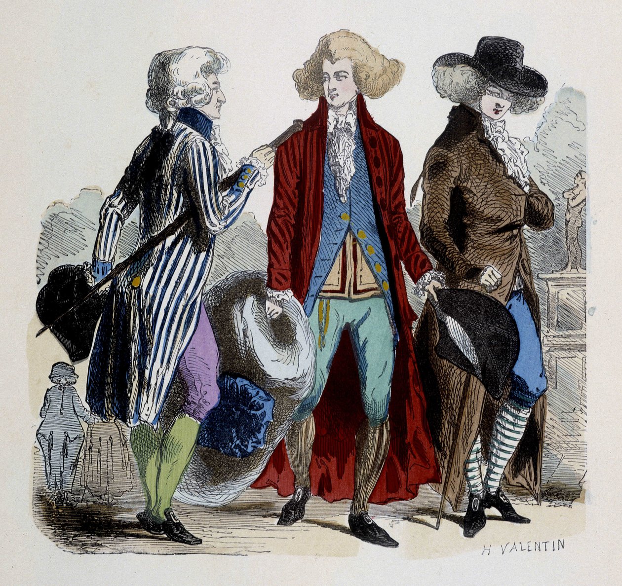 Moda masculina en París en 1787 de French School