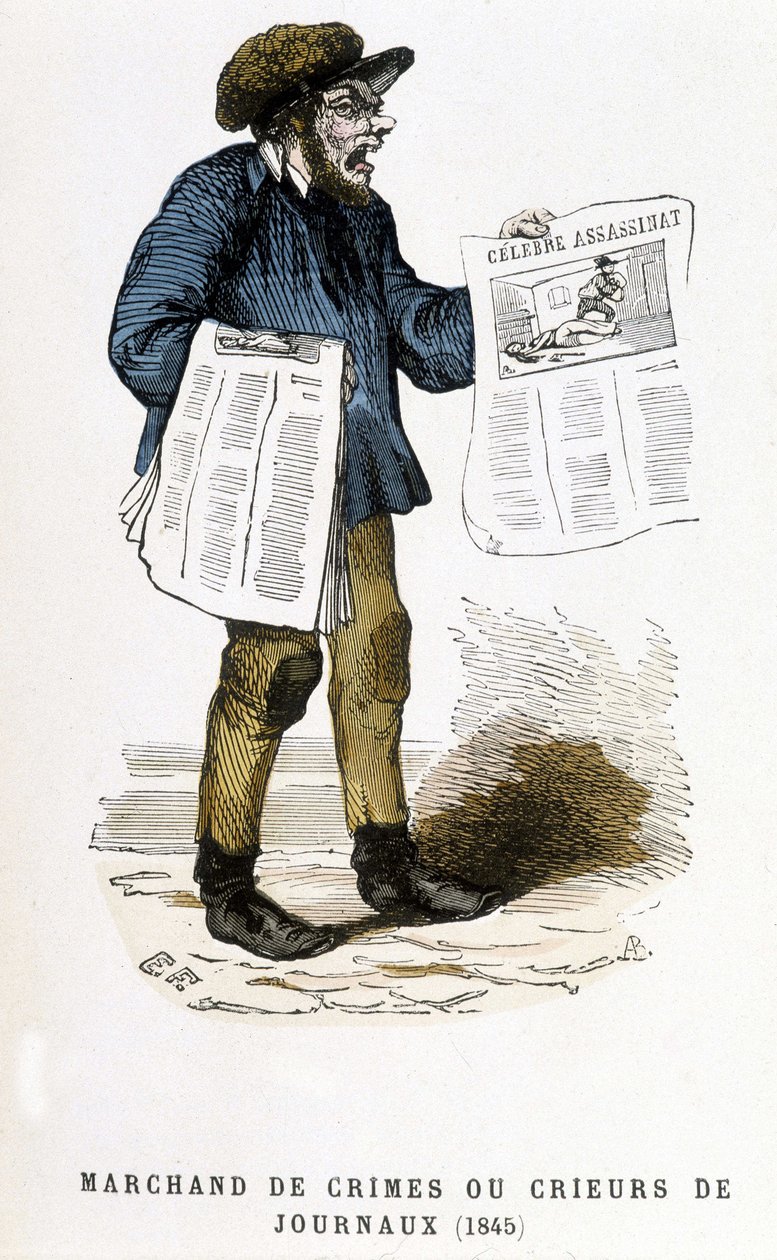 Comerciante de crímenes o pregonero de periódicos de French School