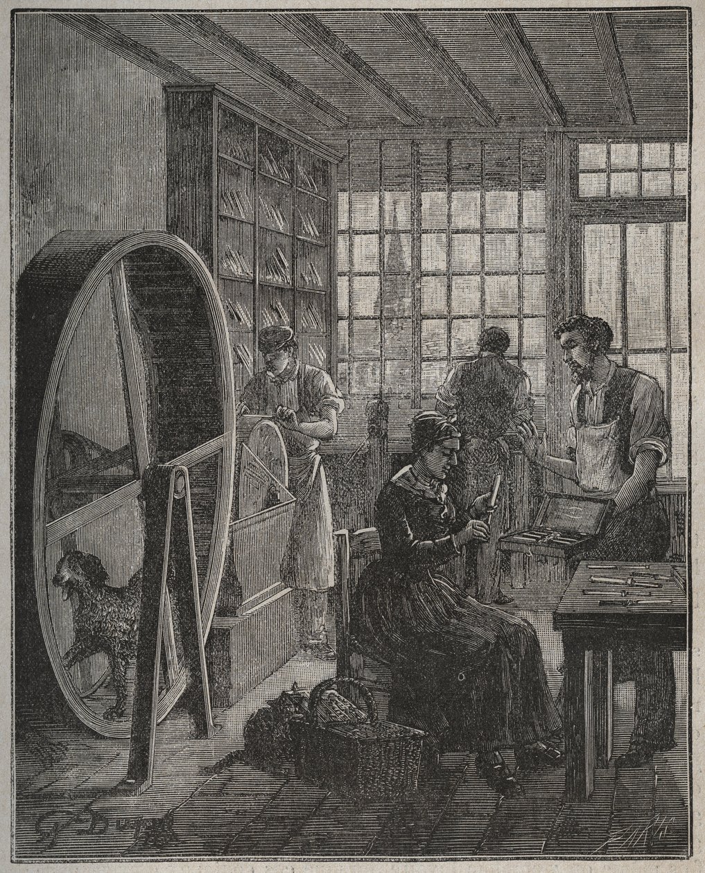 Oficio y artesano: una tienda de cuchillería en la provincia en el siglo XIX. Grabado de 1885 en "Les arts et metiers illustres" por Adolphe BITARD de French School