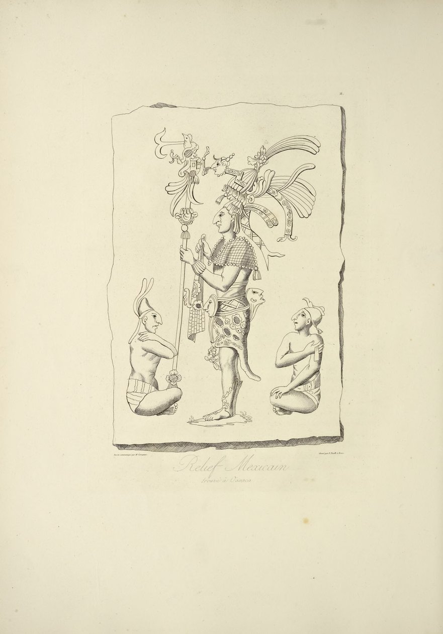 Relieve mexicano encontrado en Oaxaca, ilustración de 